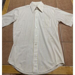 VTG 70's Montgomery Ward Korea Sz 16 Dagger‎ Shirt Button Stripes Mod Rockabilly